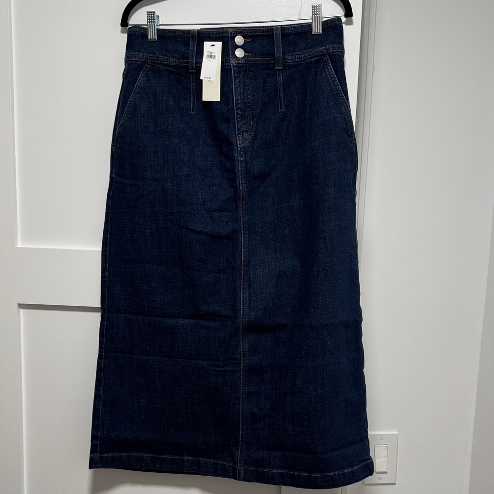 J Brand Dark Indigo High-Waist Button Front Denim Skirt